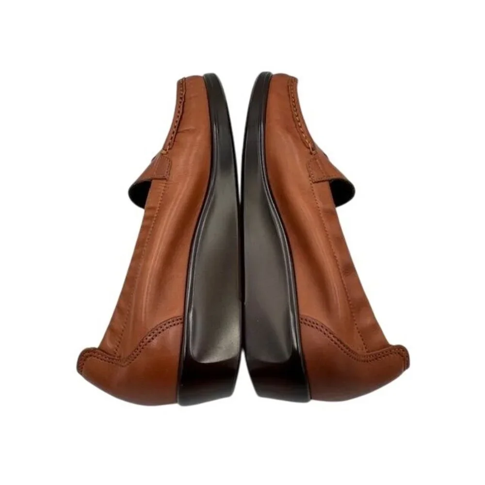 NWT SAS Womens Genuine Leather Weave Chestnut 8.5 NARROW Loafers - Picture 8 of 11